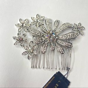 L. Erickson Crystal Silver Comb Floral Bridal Flowers
